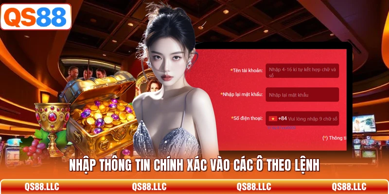 Nhập thông tin chính xác vào các ô theo lệnh